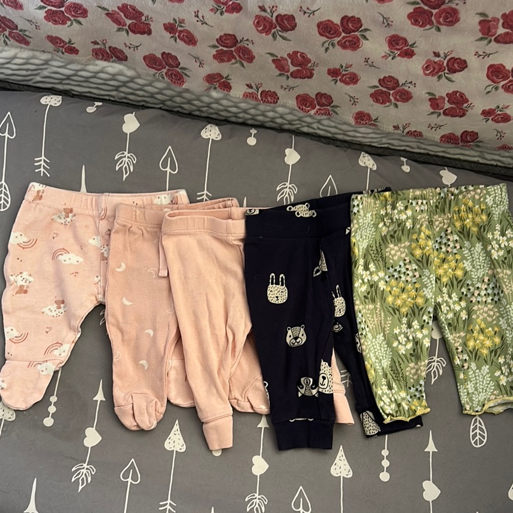 Baby Footed Pants & Leggings Set - Pink, Navy, Green